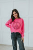 Peace Sign Mineral Washed Sweatshirt - Pink